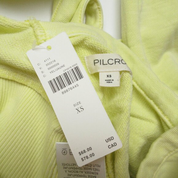 Anthropologie Pilcro Long-Sleeve Cropped Sweatshirt Yellow Chartreuse XS - Picture 9 of 9